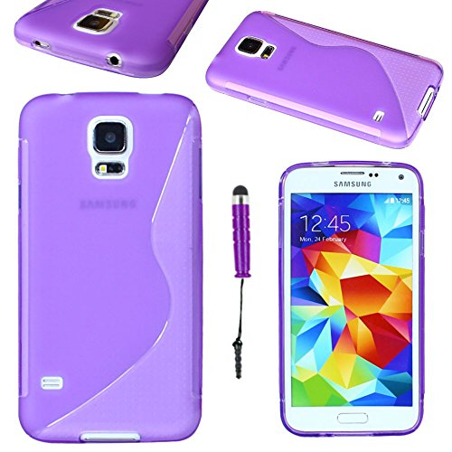 ebestStar - kompatibel mit Samsung Galaxy S5 Hülle G900F, S5 New G903F Neo Flex Silikongel Handyhülle, Klar TPU Schutzhülle, S-line + Mini Stift, Lila von ebestStar