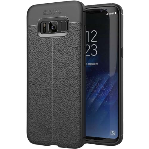 ebestStar - kompatibel mit Samsung Galaxy S8+ Hülle S8 Plus Lederhülle Design TPU Handyhülle Schutzhülle, Flex Silikon Case, Schwarz von ebestStar