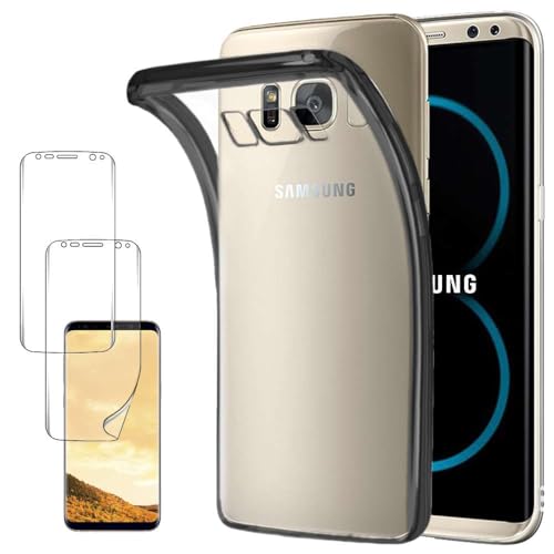 ebestStar - kompatibel mit Samsung Galaxy S8 Hülle S8 Handyhülle [Ultra Dünn], Klar Flex Silikon Schutzhülle, Transparent/Schwarz +2 3D PET Integral Schutzfolie [Phone: 148.9x68.1x8mm 5.8"] von ebestStar