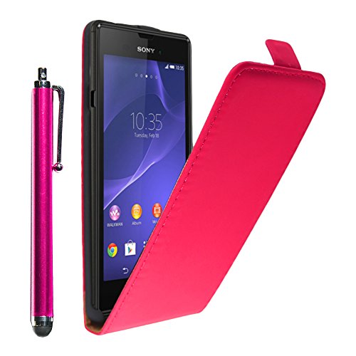 ebestStar - kompatibel mit Sony Xperia E3 Hülle D2203 PU Kunstleder Etui mit Klappe, Handyhülle Schutzhülle Case Cover + Stift, Pink [Phone: 146 x 72 x 7.3mm, 5.2''] von ebestStar