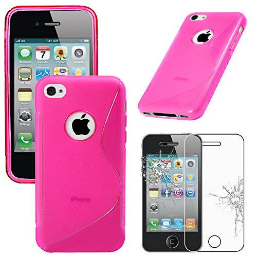 ebestStar - kompatibel mit iPhone 4 Hülle iPhone 4S TPU S-line Style Silikongel Handyhülle, Schutzhülle Case Cover, Pink + Panzer Schutz Glas ebestStar - kompatibel mit iPhone 4 Hülle iPhone 4S TPU S-line Style Silikongel Handyhülle, Schutzhülle Case Cover, Pink + Panzer Schutz Glas von ebestStar