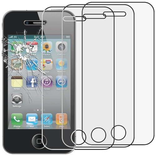 ebestStar - kompatibel mit iPhone 4 Panzer Schutz Glas (x3 Stück) iPhone 4S Schutzfolie, 9H gehärte Schutzglas, HD Displayschutz, Ultrabeständig von ebestStar