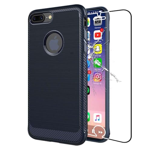 ebestStar - kompatibel mit iPhone 8 Plus Hülle iPhone 7 Plus Robuste Schutzhülle, Stylisch TPU Silikon Handyhülle Silikon Case, Dunkelblau + Panzer Schutz Glas ebestStar - kompatibel mit iPhone 8 Plus Hülle iPhone 7 Plus Robuste Schutzhülle, Stylisch TPU Silikon Handyhülle Silikon Case, Dunkelblau + Panzer Schutz Glas von ebestStar