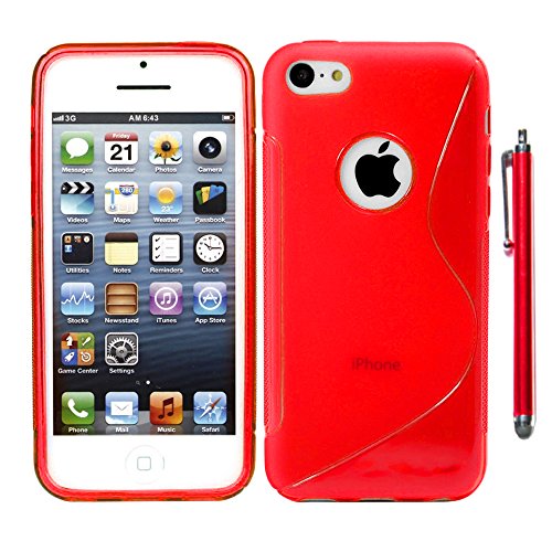 ebestStar - kompatibel mit iPhone SE Hülle iPhone 5 5S Flex Silikongel Handyhülle, Klar TPU Schutzhülle, S-line + Stift, Rot von ebestStar