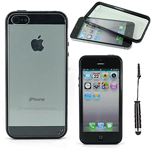 ebestStar - kompatibel mit iPhone SE Hülle iPhone 5 5S Handyhülle Hard Cover, Silikon Bumper Fusion Case + Mini Stift, Schwarz [iPhone: 123.8 x 58.6 x 7.6mm, 4.0''] von ebestStar