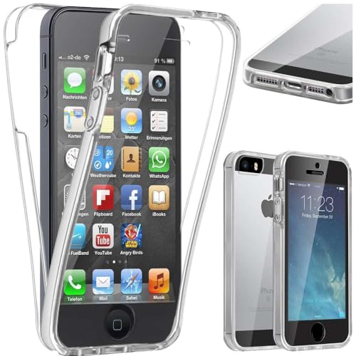 ebestStar - kompatibel mit iPhone SE Hülle iPhone 5 5S Integrales Silikongel Gehäuse Handyhülle Schutzhülle Full TPU Case Cover, Transparent [iPhone: 123.8 x 58.6 x 7.6mm, 4.0''] von ebestStar