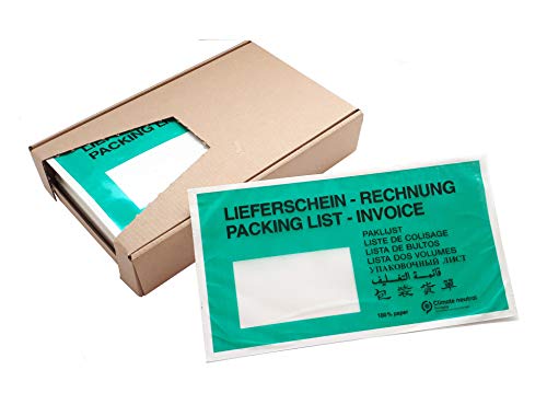 Dokumententaschen ökologisch aus Papier, Grün, 100% recylingfähig, 250 Stück DIN-lang, Lieferschein/Rechnung"; Hafttaschen von ebs Versand