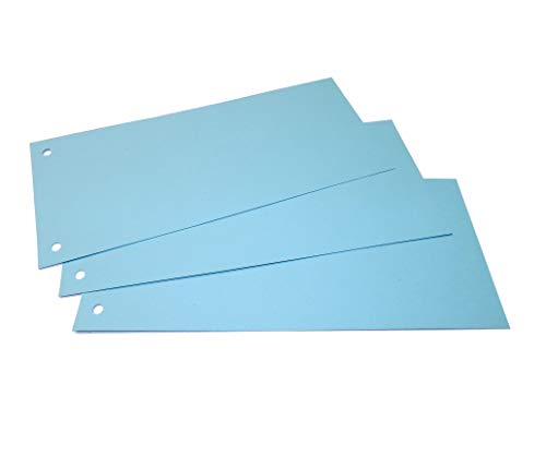 Trennstreifen blau, 100 Stück im Format 10,5 x 24 cm, 190 g/qm Recyclingkarton, für DIN A4 hoch oder DIN A5 quer, Papiertrennstreifen von ebs Versand