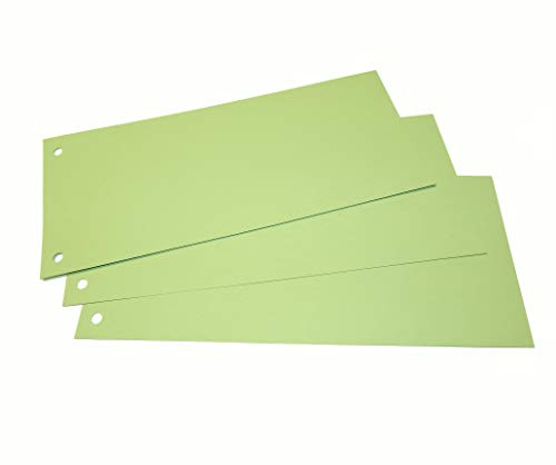 Trennstreifen grün, 100 Stück im Format 10,5 x 24 cm, 190 g/qm Recyclingkarton, für DIN A4 hoch oder DIN A5 quer, Papiertrennstreifen von ebs Versand