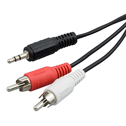 ecabo 10041 Stereo-Kabel 3,5mm Klinke auf 2 x Cinch – Cinch Stecker RCA (rot/weiß) auf 3,5mm Klinken Stecker – Y-Kabel – für Hi-Fi, Stereo-Anlagen, Receiver, Audiogeräte, 3,00m, schwarz von ecabo