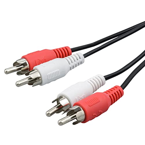 ecabo 15m Cinch-Kabel 2 Cinch auf 2 Cinch – Cinch Stecker RCA (rot/weiß) auf Cinch Stecker RCA (rot/weiß) – schwarz – für Hi-Fi, Stereo-Anlagen, Receiver, Audiogeräte von ecabo