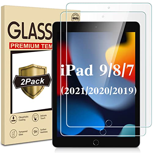 Ecenone [2er-Pack] Displayschutzfolie für iPad 9/8/7 (10,2 Zoll, 2019/2020/2021 Modell), [9H Härte, Kratzfest] Displayschutzfolie aus gehärtetem Glas für iPad 10,2 Zoll 9./8./7. Generation von ecenone