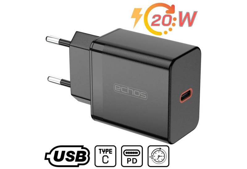 echos Eco-4041 Schnelllade-Gerät (Set, 20 Watt Schnellladegerät,USB-C,PD,PPS) von echos