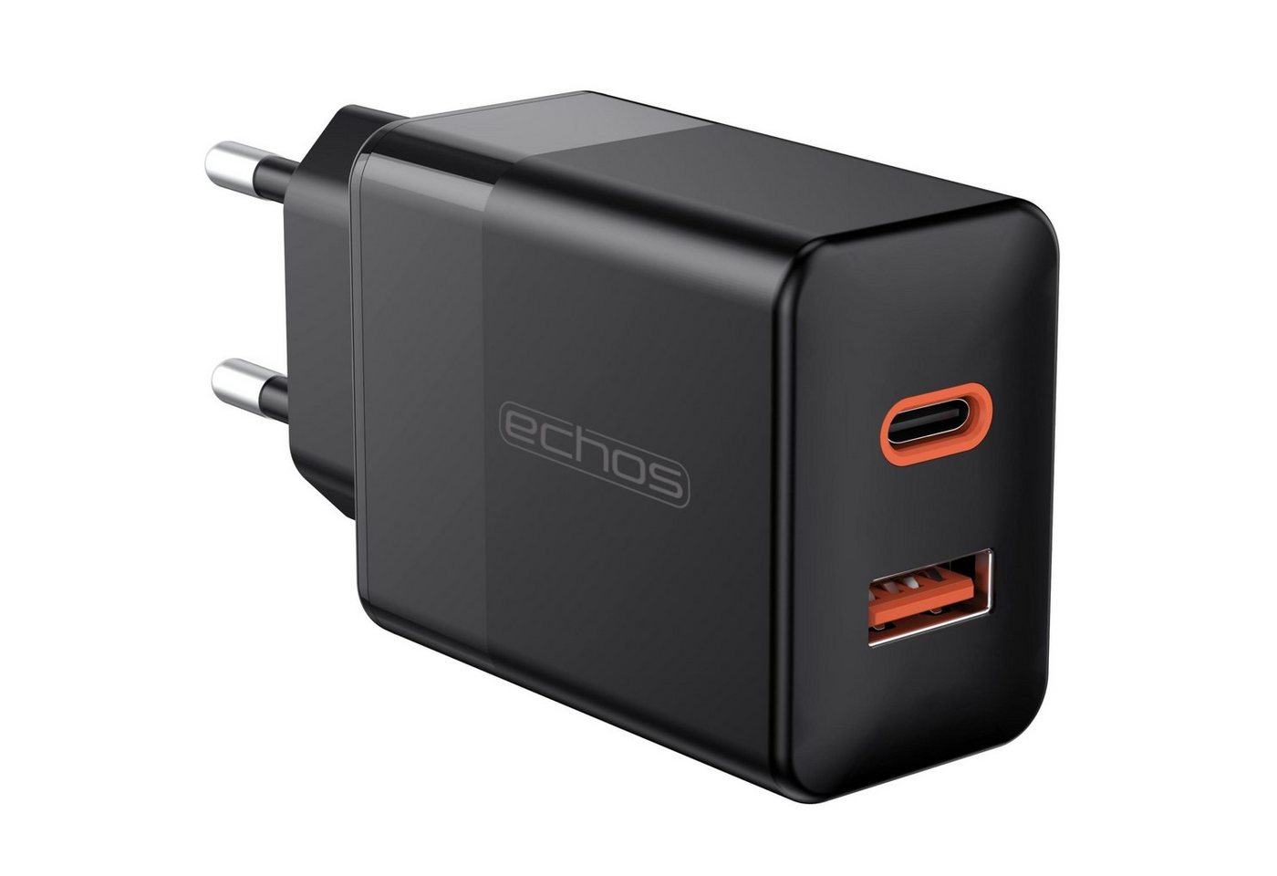 echos Eco-4045 Schnelllade-Gerät (Set, 33 Watt Schnellladegerät,Dualport,USB-C + USB-A,QC3.0,PD,PPS) von echos