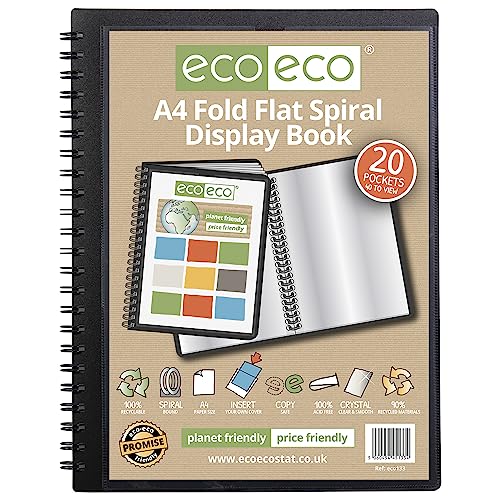 eco-eco eco133 Sichtbuch, A4, 50% recycelt, 20 Fächer, flach gefaltet, Spiralbindung von eco-eco Stationery