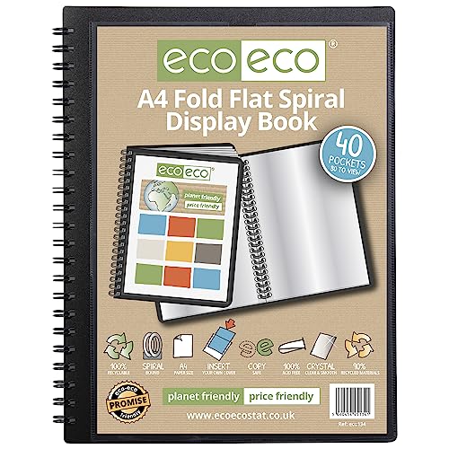 eco-eco eco134 Sichtbuch, A4, 50% recycelt, 40 Fächer, flach gefaltet, Spiralbindung von eco-eco Stationery