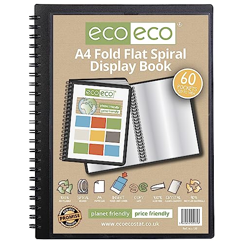 eco-eco eco135 Sichtbuch, A4, 50% recycelt, 60 Fächer, flach gefaltet, Spiralbindung von eco-eco Stationery