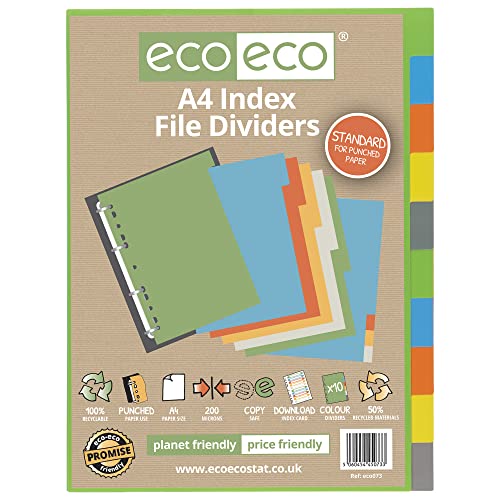 eco-eco A4 50% Recycelt Set 10 Index-Datei Teiler von eco-eco