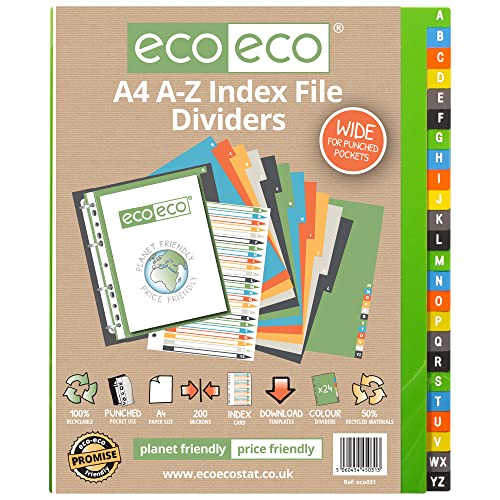eco-eco A4 50% Recycelt Set A-Z Breit Indexdatei Teiler von eco-eco