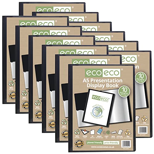 eco-eco A5 50% Recycelt 10 Taschen-Schwarz-Farbe Päsentationsdisplay Book (Packung mit 12) von eco-eco