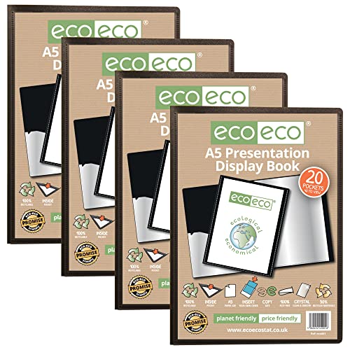 eco-eco Eco001x4 Präsentationsbuch, A5-Format, 50% recycelt, 20 Taschen, Schwarz, 4 Stück von eco-eco