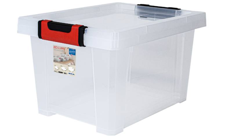 EDA Aufbewahrungsbox CLiPSTOCK, 15 Liter, PP, transparent von eda
