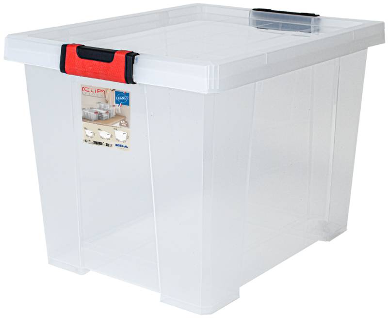 EDA Aufbewahrungsbox CLiPSTOCK, 45 Liter, PP, transparent von eda