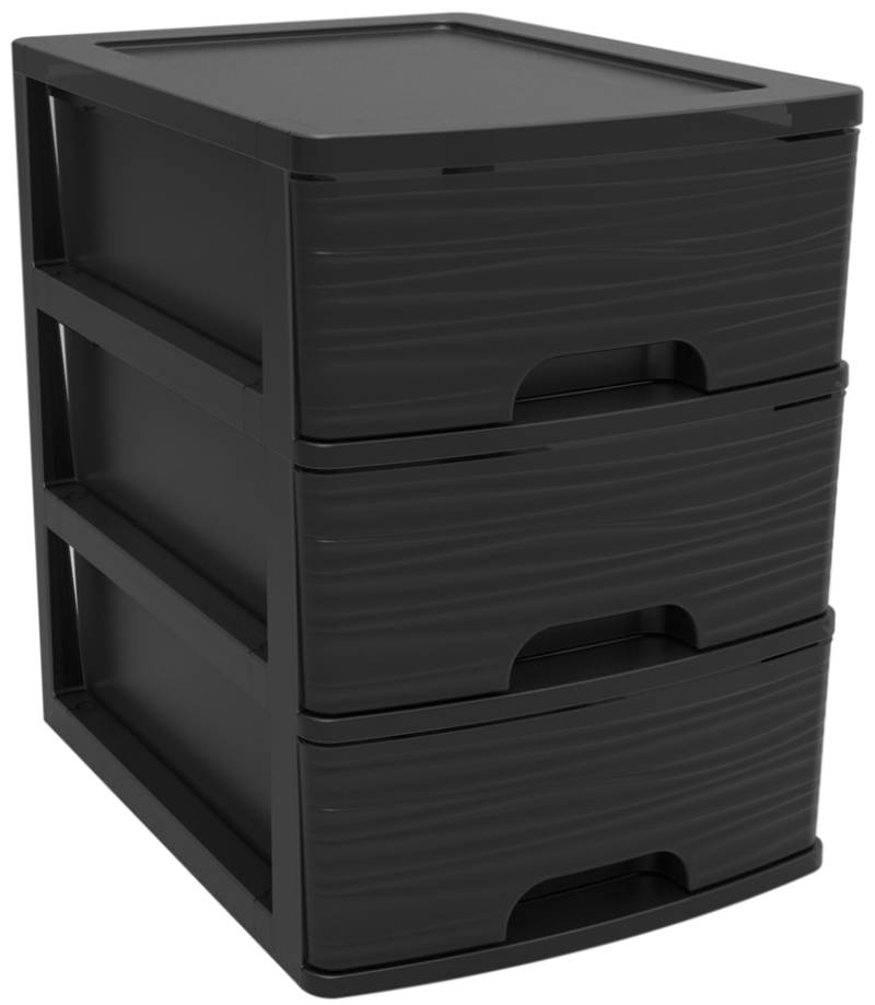 EDA Schubladenbox STONE, DIN A4, 3 Schübe, PP, schwarz von eda