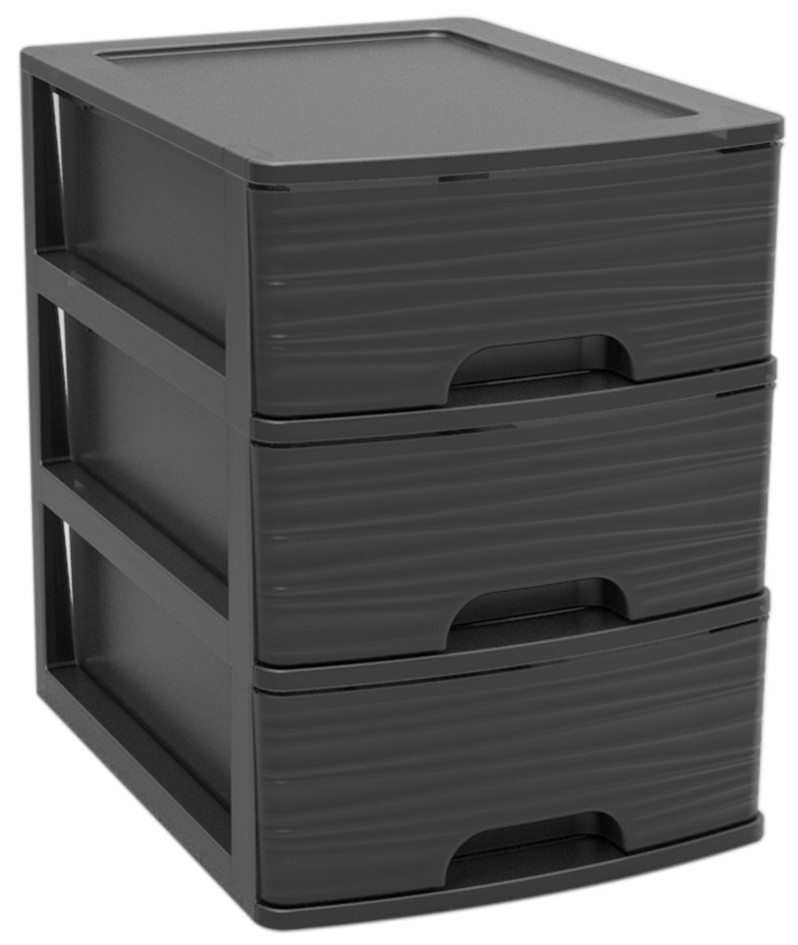 EDA Schubladenbox STONE, DIN A5, 3 Schübe, PP, schwarz von eda