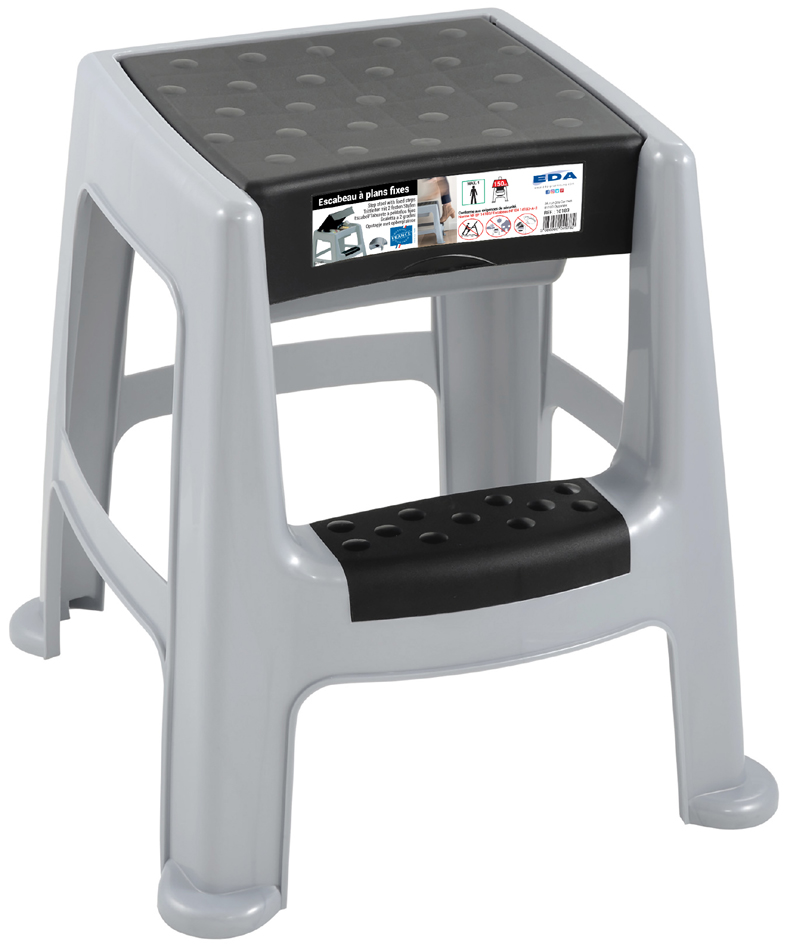 EDA Tritthocker, 1 Stufe, PP, grau/schwarz EDA Tritthocker, 1 Stufe, PP, grau/schwarz von eda