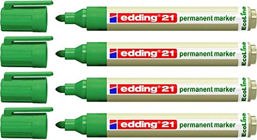EDDING 21 Permanentmarker 1-5mm | Neuheit Eco-Line Serie | In verschiedenen Farben, Vorteilspacks und Kombinationen wählbar (4er Vorteilspack, Grün) von edding