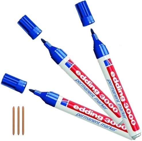EDDING 3000 3er Vorteilspack [inkl. 3 Ersatzspitzen] Long Life Pack | 11 Farben + Kombinationen zur Auswahl (blau) von edding