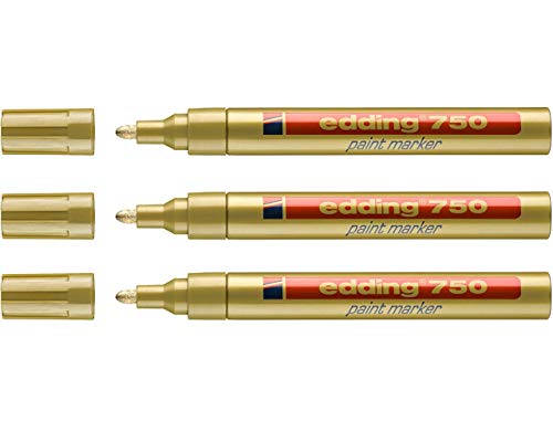 EDDING 750 Lackmarker 3er Sparpaket | 10 Farben & Sortierte zur Auswahl! (Gold) von edding