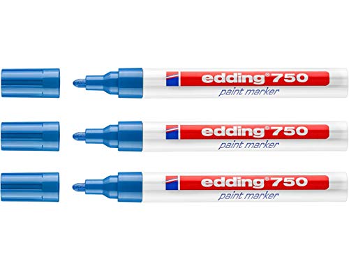 EDDING 750 Lackmarker 3er Sparpaket | 9 Farben & Sortierte zur Auswahl! (3er Set, hellblau) von edding