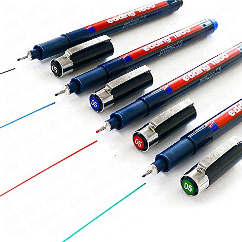 Edding 1800 profipen Fineliner/Zeichenstift, 0,5 mm,4er-Set in Schwarz, Blau, Rot, Grün von edding