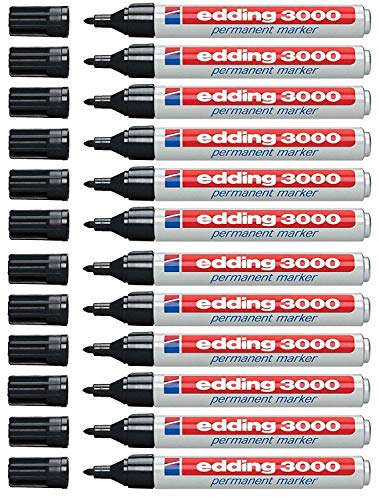 Edding 3000 Permanentmarker (12er-Pack, Schwarz) von edding