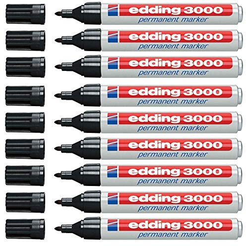 Edding 3000 Permanentmarker (9er-Pack, Schwarz) von edding