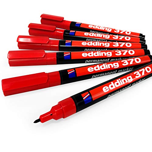 Edding 370 Permanent Marker Pen – 1 mm Rundspitze – Rot – 6 Stück von edding