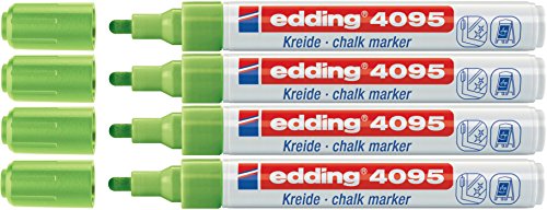 Edding 4095 Fenster- / Kreidemarker, Rundspitze ca. 2-3 mm (hellgrün | 4er Pack) von edding