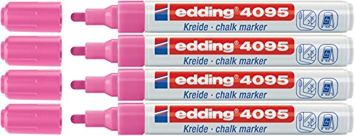 Edding 4095 Fenster- / Kreidemarker, Rundspitze ca. 2-3 mm (neonpink | 4er Pack) von edding