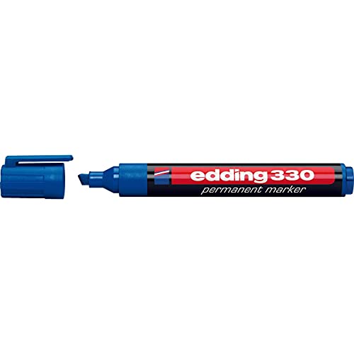 Edding Marker 6er Set edding 330 Permanent, Körper Kunststoff, Keilspitze – Farbe blau von edding