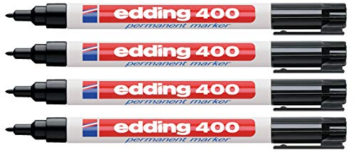 Edding Permanentmarker schwarz 400-01 (4er Pack) von edding