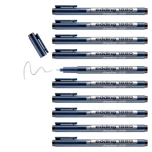 Edding Zeichen-Stift, Fineliner, 10er-Set 0.5mm Schwarz von edding