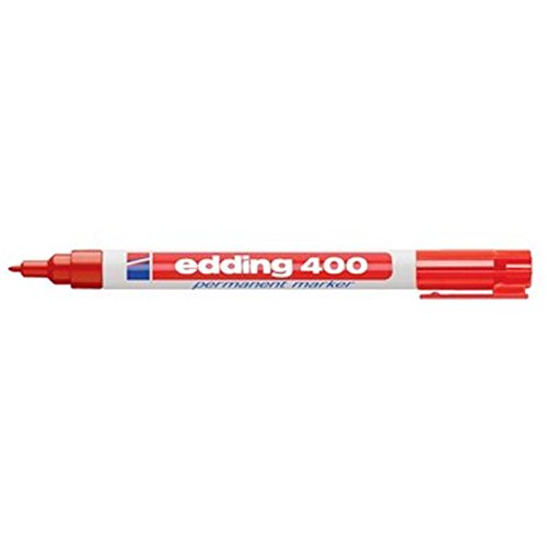 Permanentmarker edding 400, nachfüllbar, Rundspitze, Strichstärke ca. 1,0mm, rot, 5er-Pack von edding