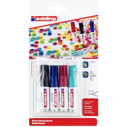 Edding 0.5 mini marker 4-05-4-1 Permanentmarker Schwarz, Blau, Rot, Hellblau wasserfest: Ja von edding