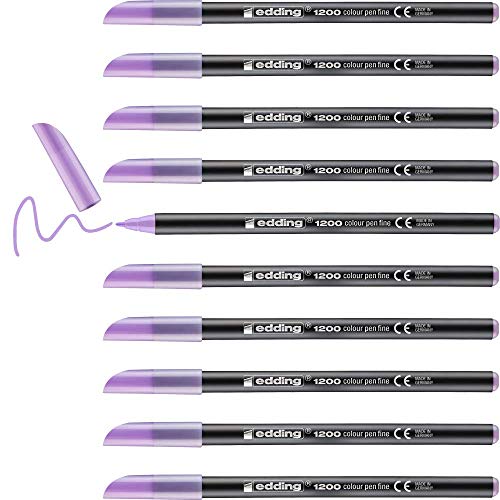 edding 1200 Fasermaler fein - beerig lavendel (lila) - 10 Stifte - Rundspitze 1 mm - Filzstift zum Zeichnen und Schreiben - für Schule, Mandala von edding