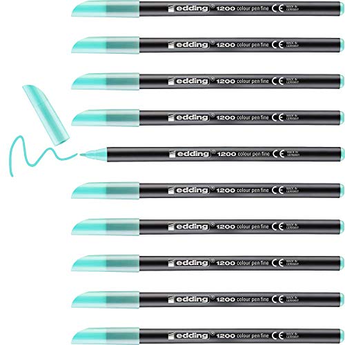 edding 1200 Fasermaler fein - süße Minze (grün) - 10 Stifte - Rundspitze 1 mm - Filzstift zum Zeichnen und Schreiben - für Schule, Mandala von edding