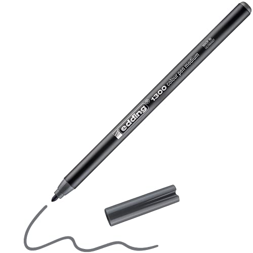 edding 1300 Fasermaler medium - grau - 1 Stift - Rundspitze 2 mm - Filzstift zum Zeichnen und Schreiben - Filzstift für Schule, Mandala, Bullet Journal von edding