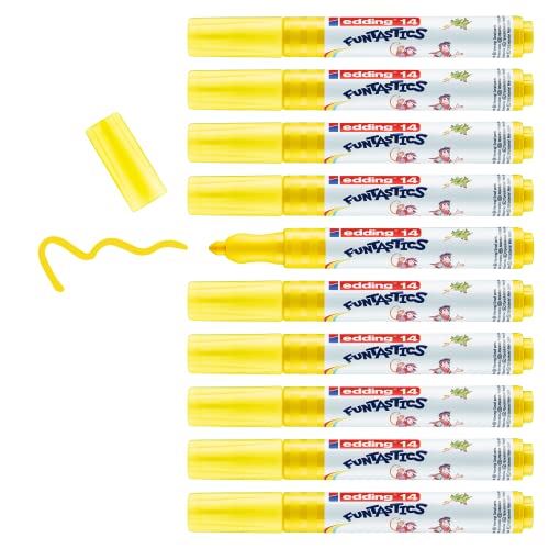 edding 14 FUNTASTICS - 10 Malstifte für Kinder - gelb - Rundspitze 3 mm - für Malspaß auf hellem Papier und Karton - abwaschbar von Haut und Textilien von edding