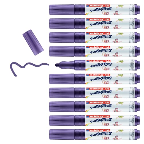 edding 14 FUNTASTICS - 10 Malstifte für Kinder - violett - Rundspitze 3 mm - für Malspaß auf hellem Papier und Karton - abwaschbar von Haut und Textilien von edding